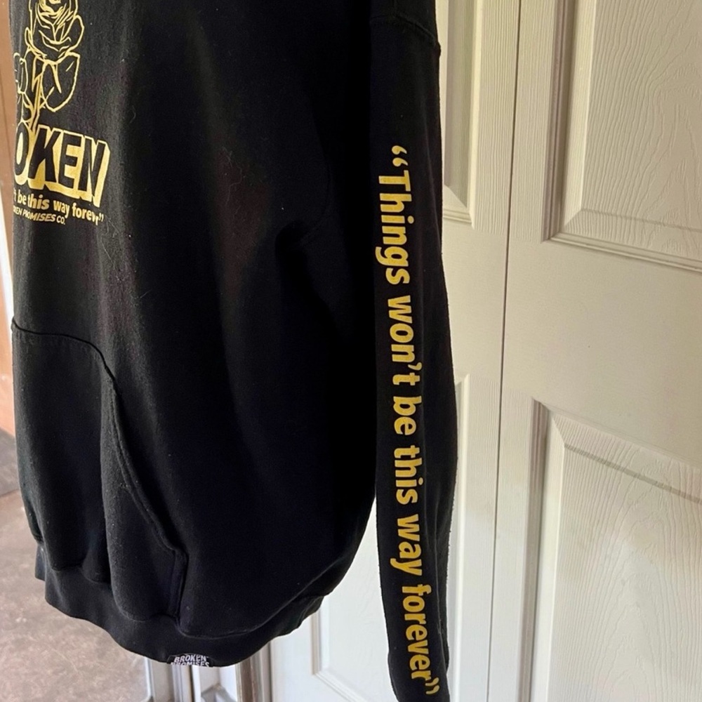 BROKEN PROMISES CO. Black Hoodie with Yellow Rose Graphic